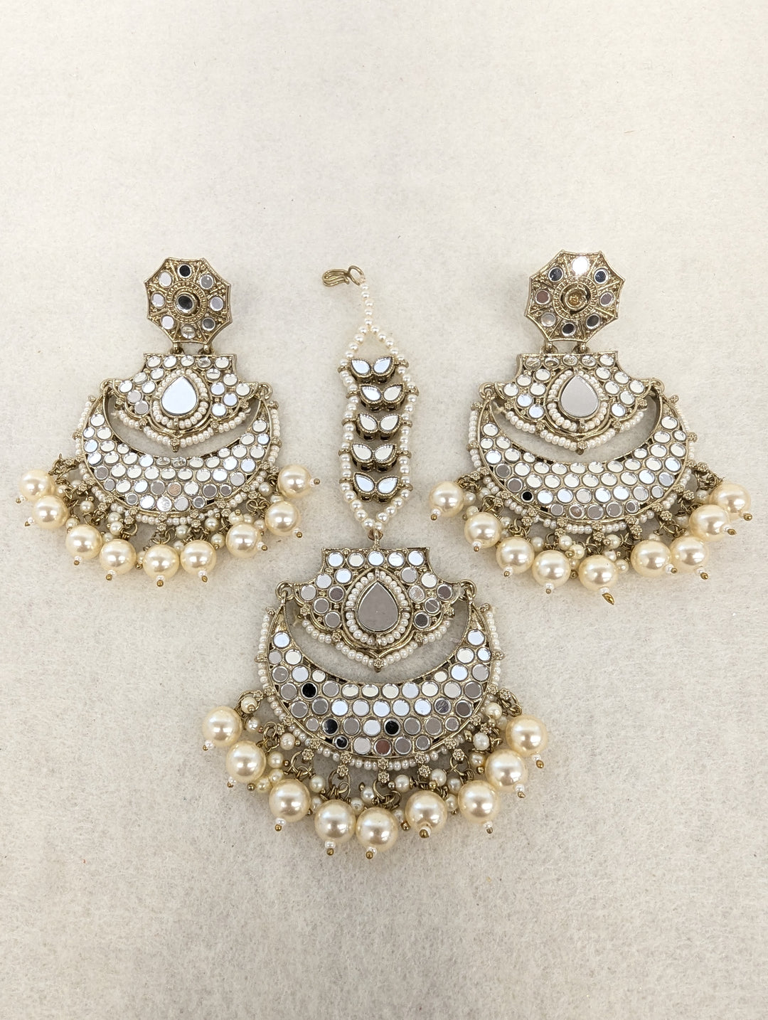 Tara Mirror Earring With Tikka