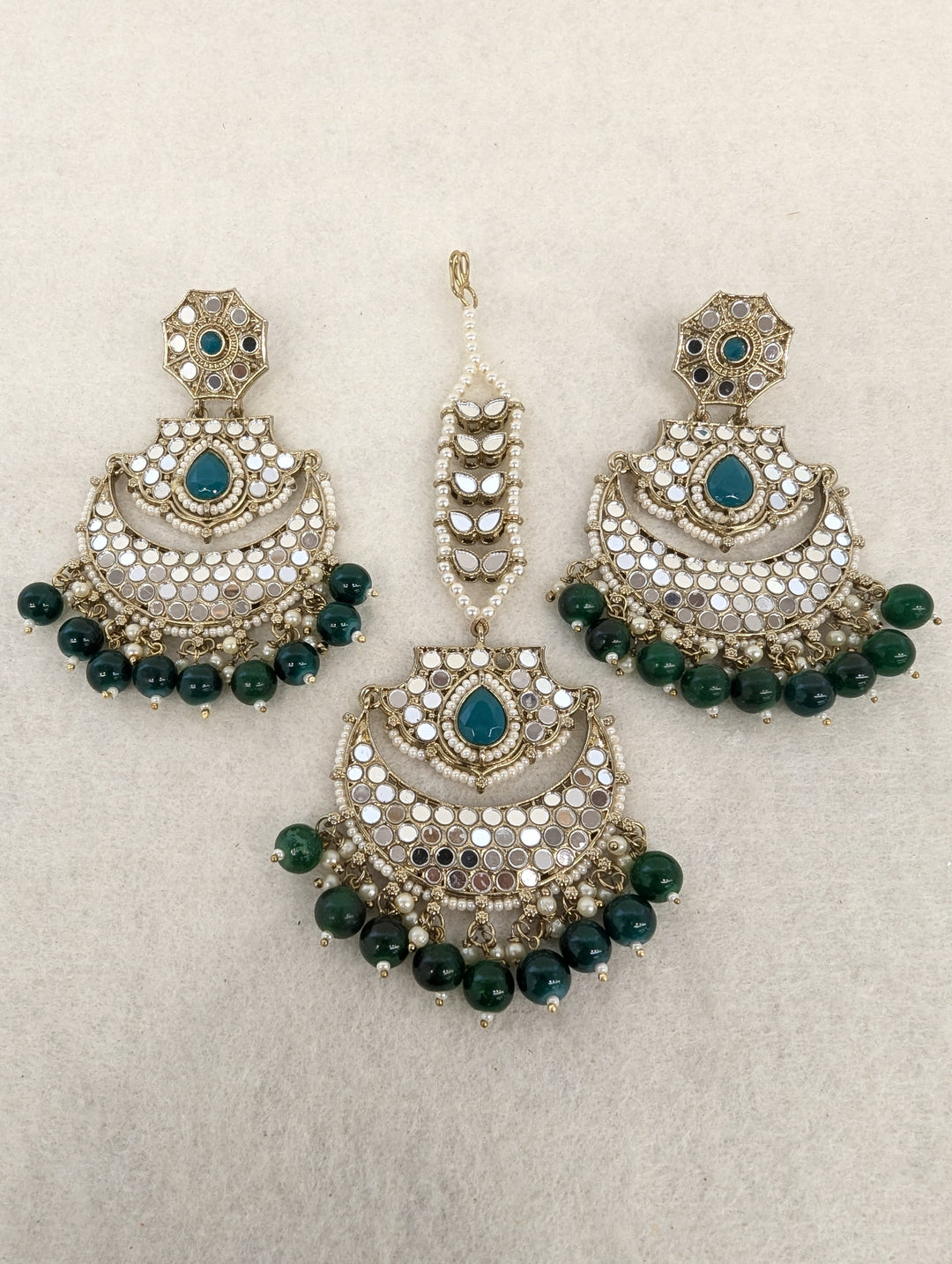 Tara Mirror Earring With Tikka