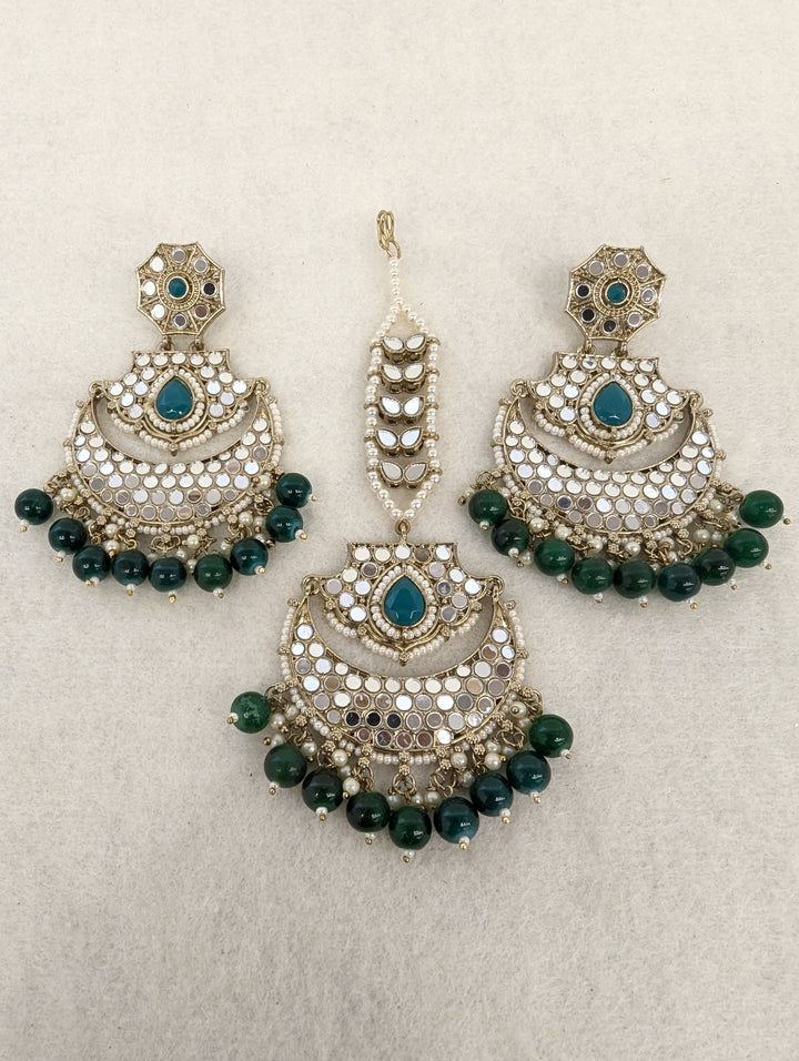 Tara Mirror Earring With Tikka