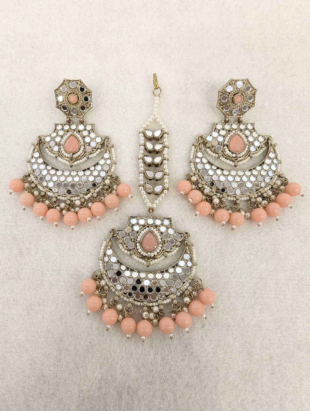 Tara Mirror Earring With Tikka