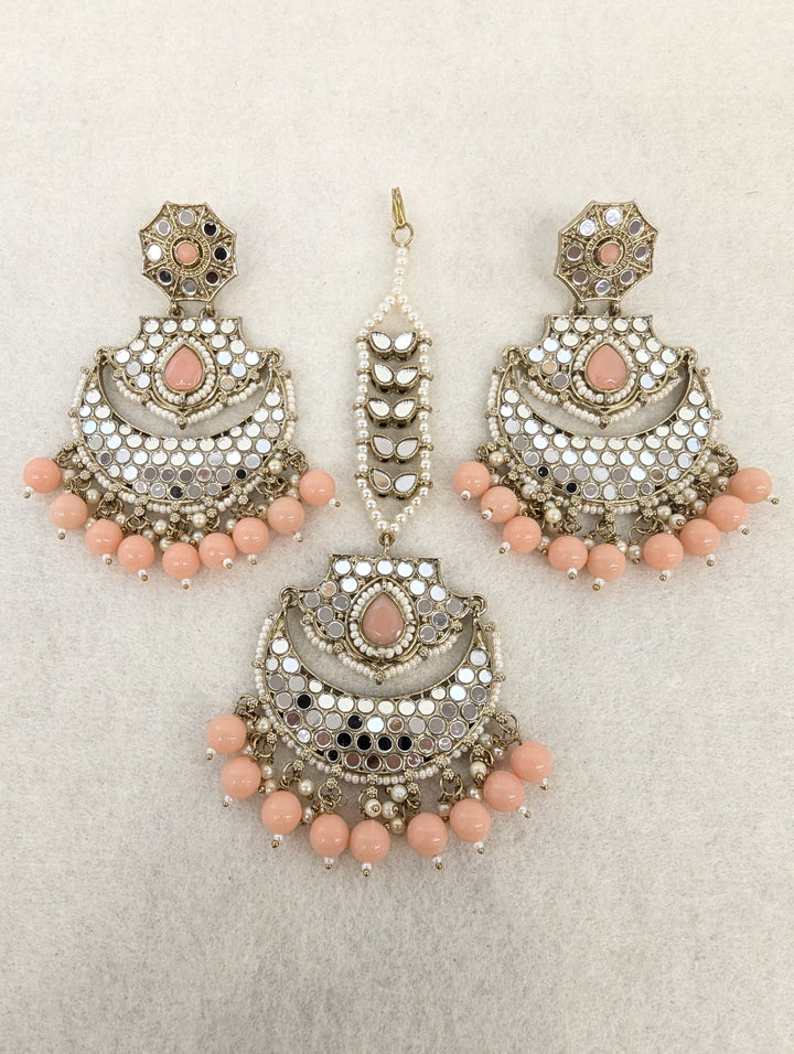Tara Mirror Earring With Tikka