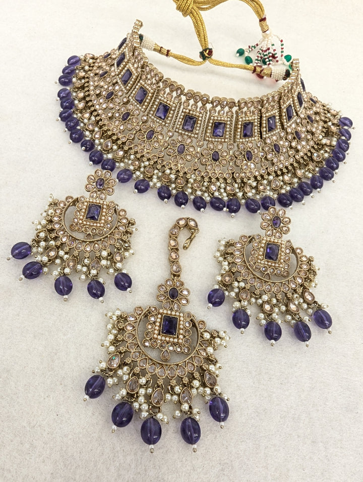 Divya Polki Full Set With Earring and Tikka