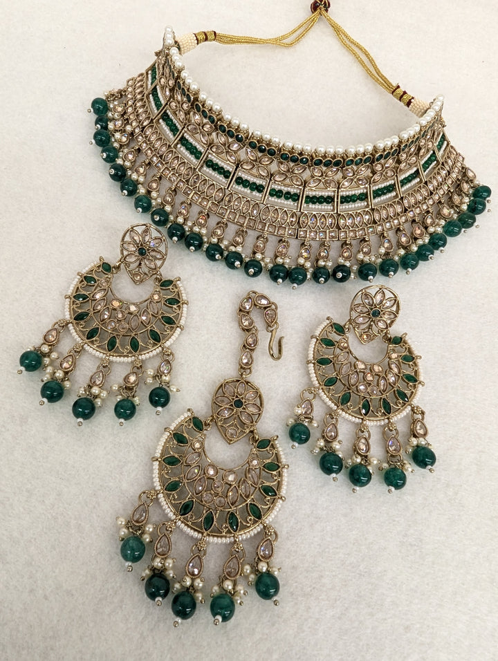 Gauri Polki Full Set With Earring and Tikka