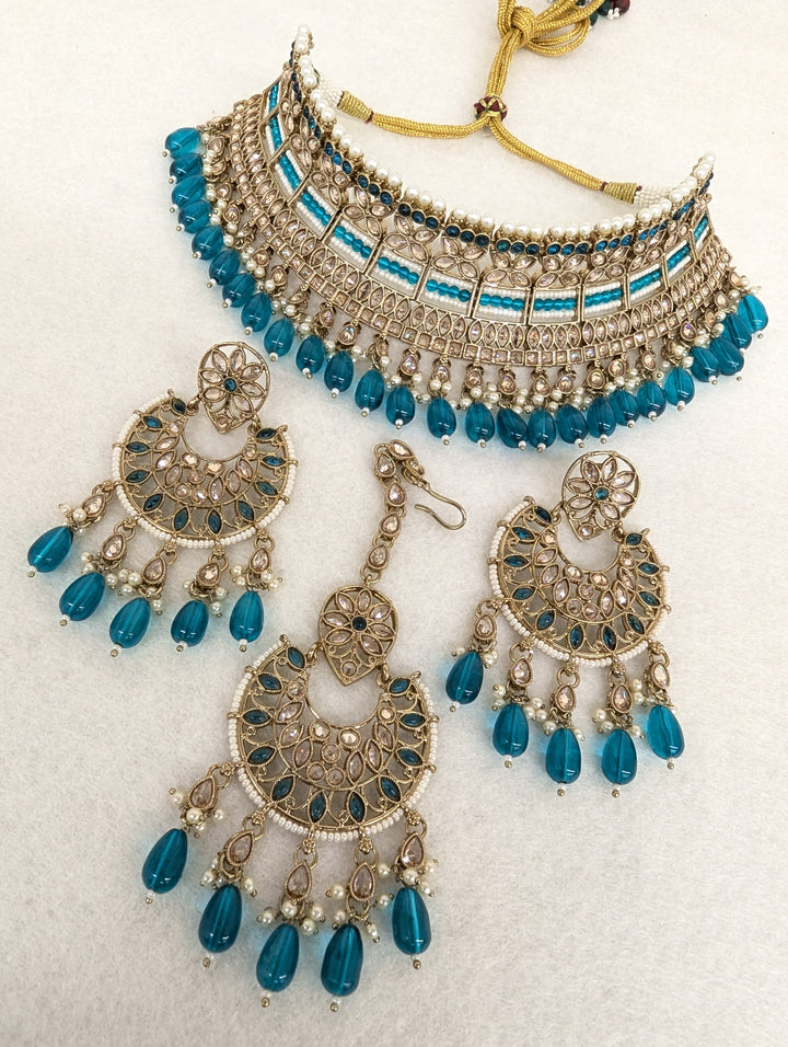 Gauri Polki Full Set With Earring and Tikka