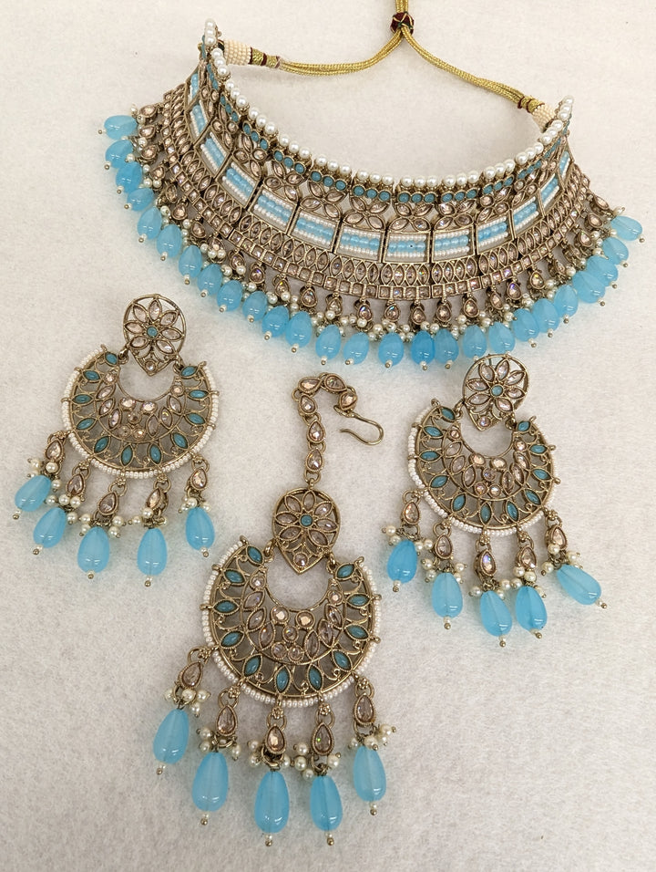 Gauri Polki Full Set With Earring and Tikka