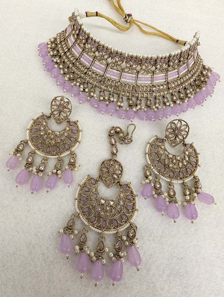 Gauri Polki Full Set With Earring and Tikka