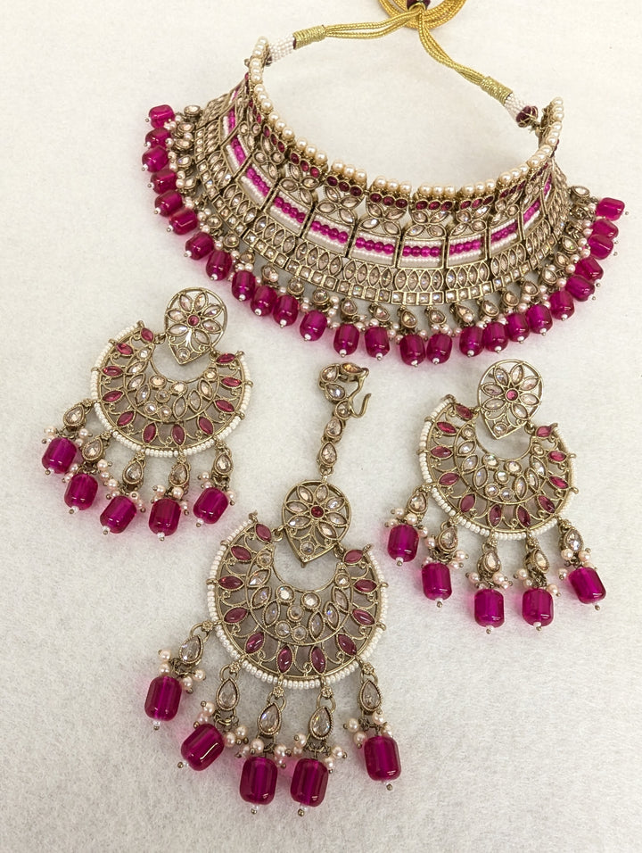 Gauri Polki Full Set With Earring and Tikka