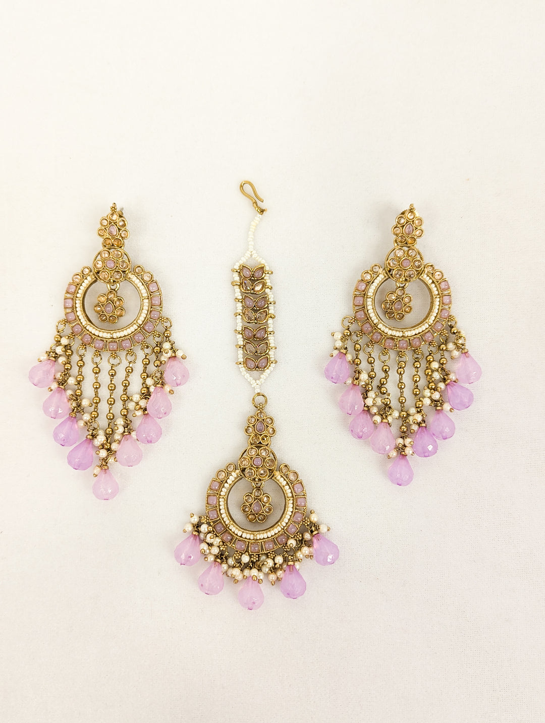 Trisha Polki Earrings and Tikka