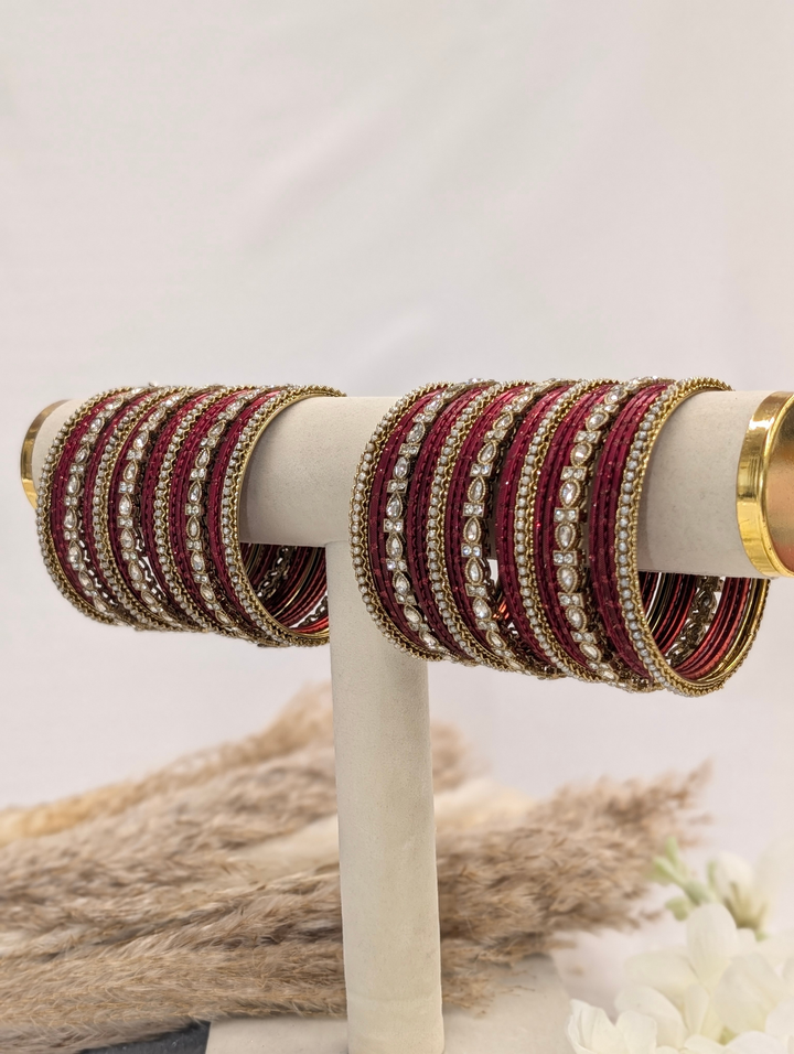 Maroon Polki Bangle