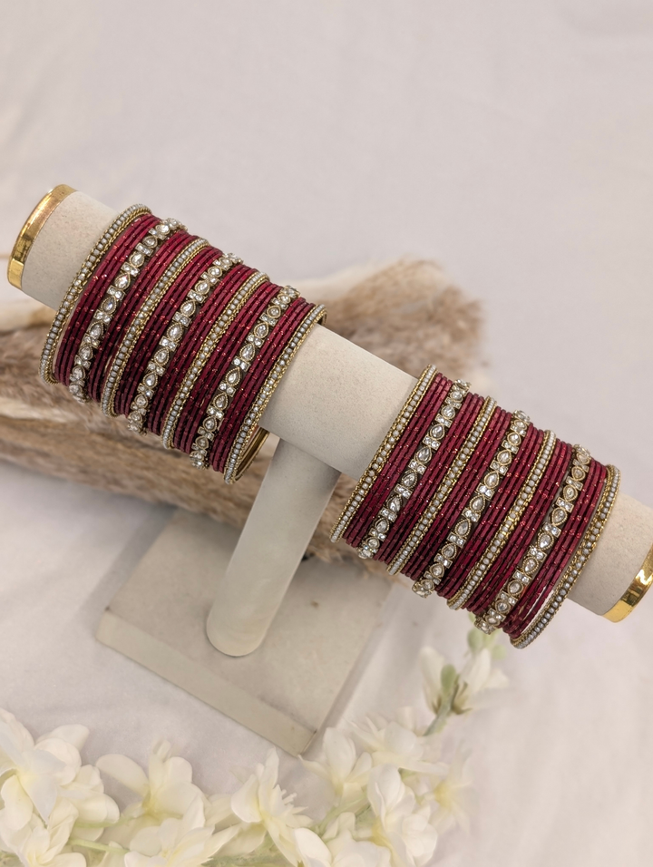 Maroon Polki Bangle