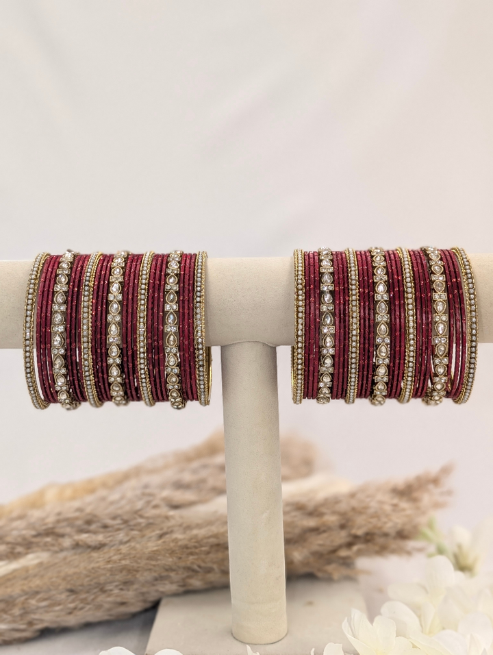 Maroon Polki Bangle