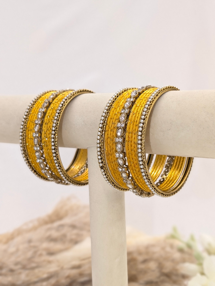 Yellow Polki Bangle