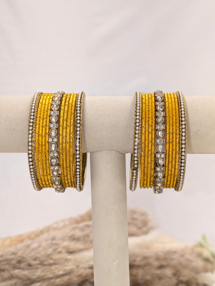 Yellow Polki Bangle