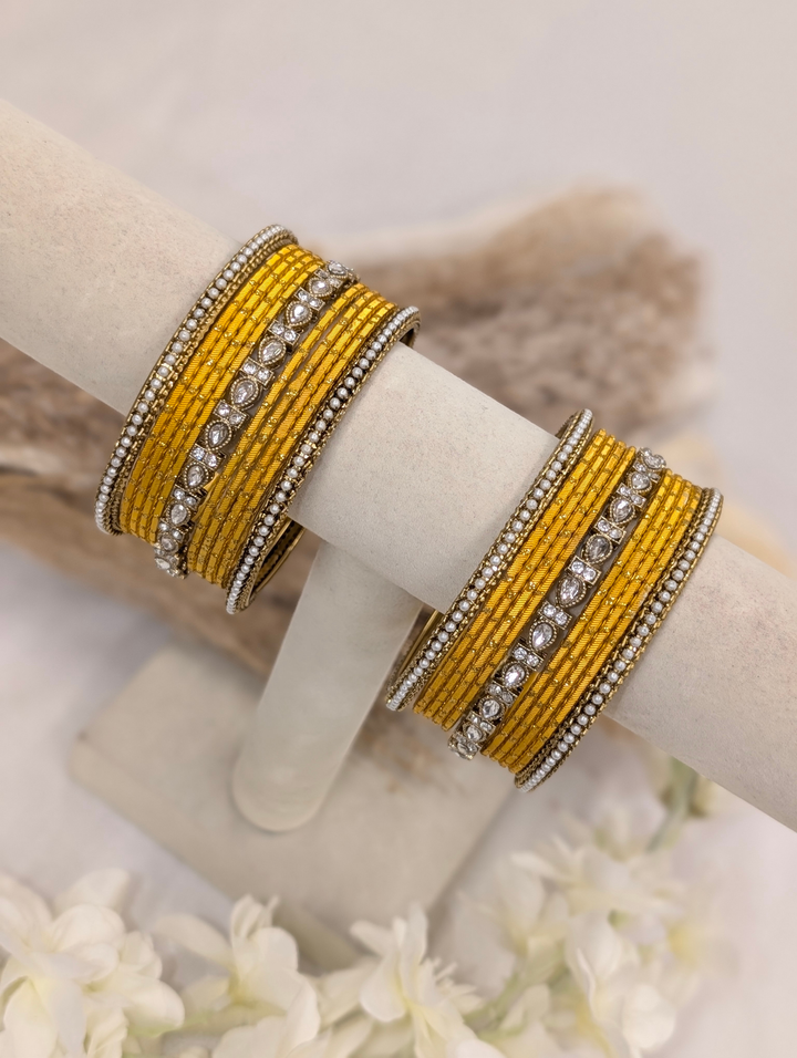Yellow Polki Bangle