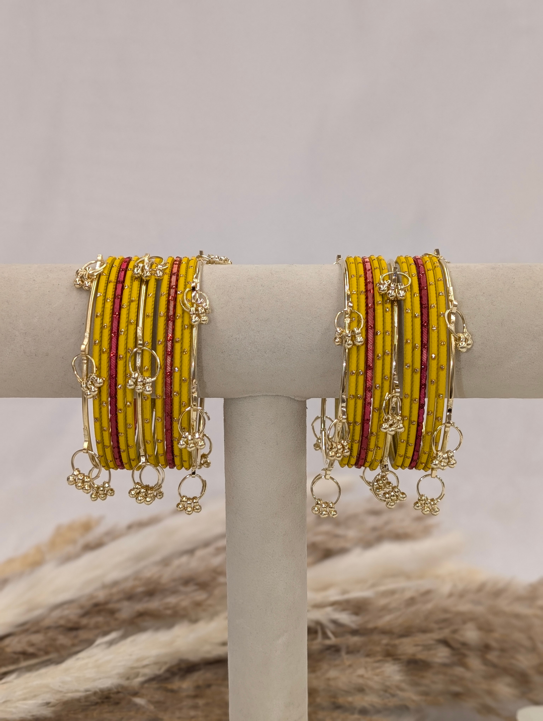 Yellow and Red Kashmiri Bangles