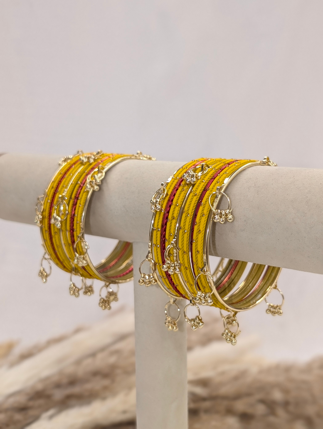 Yellow and Red Kashmiri Bangles