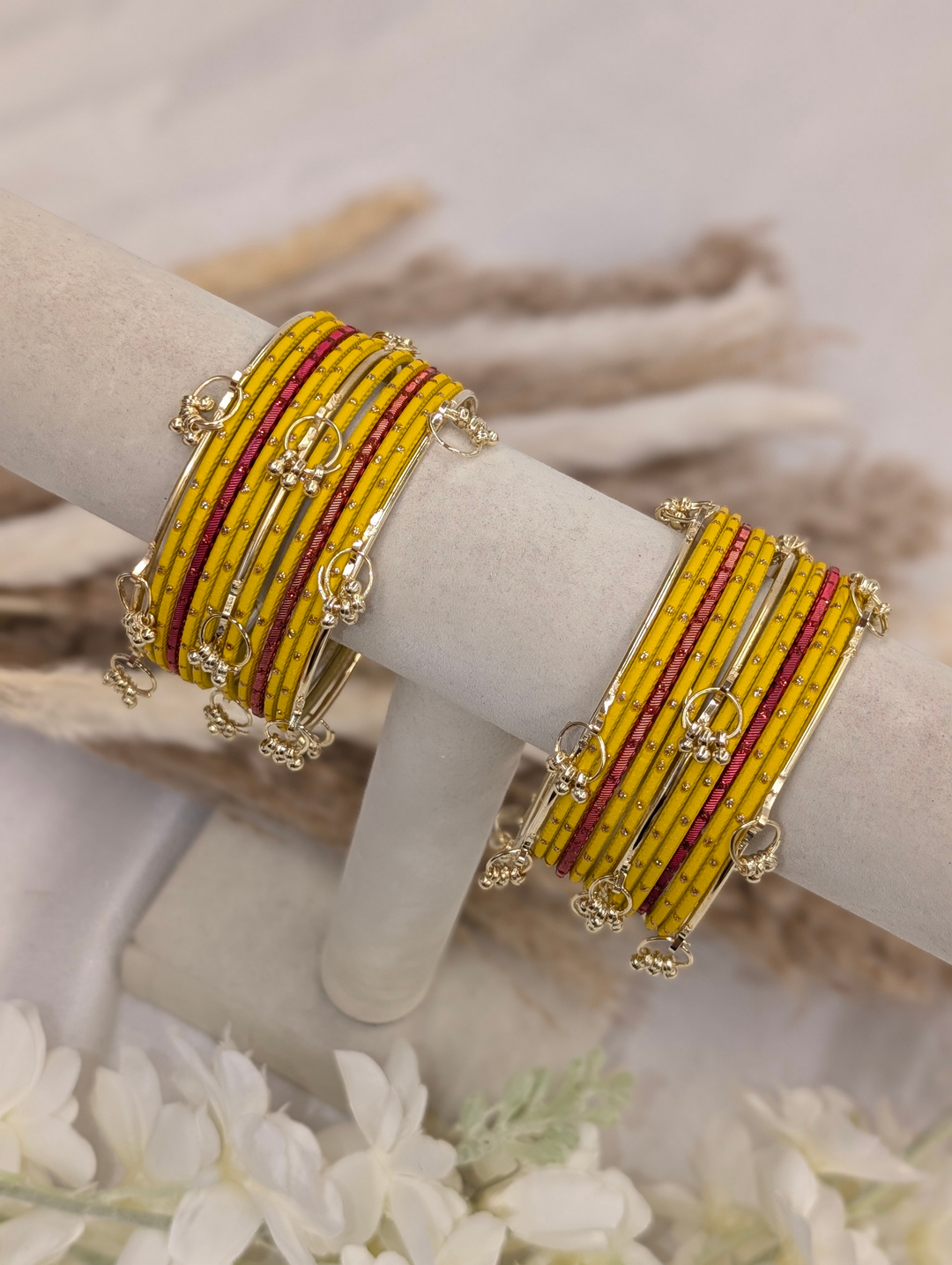 Yellow and Red Kashmiri Bangles