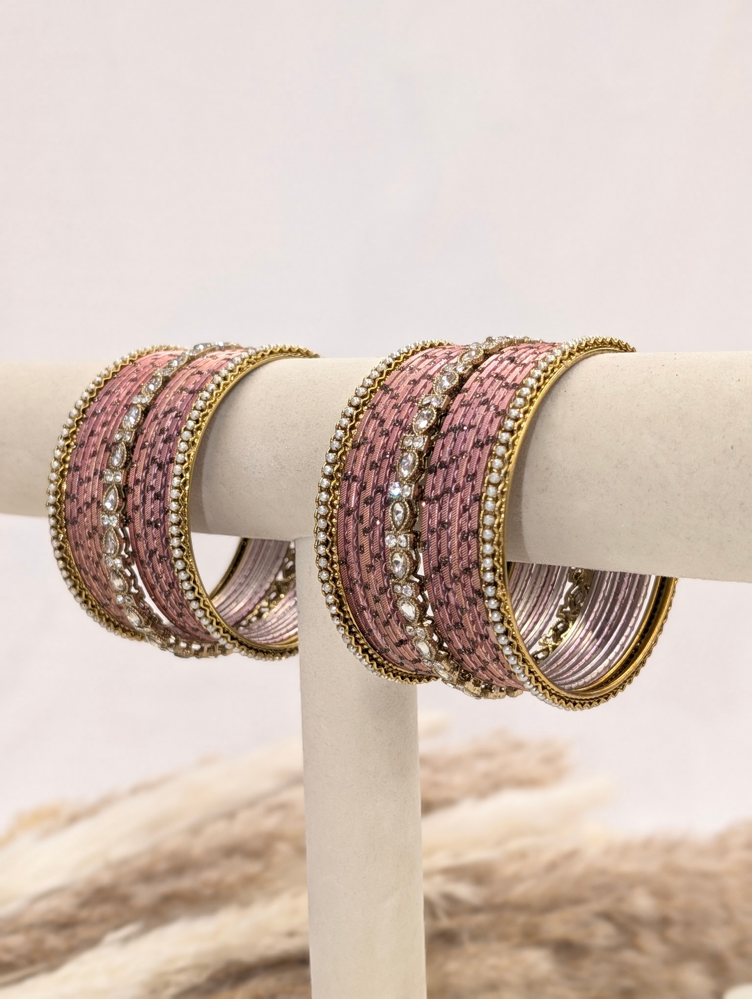 Dusty Rose Pink Polki Bangles