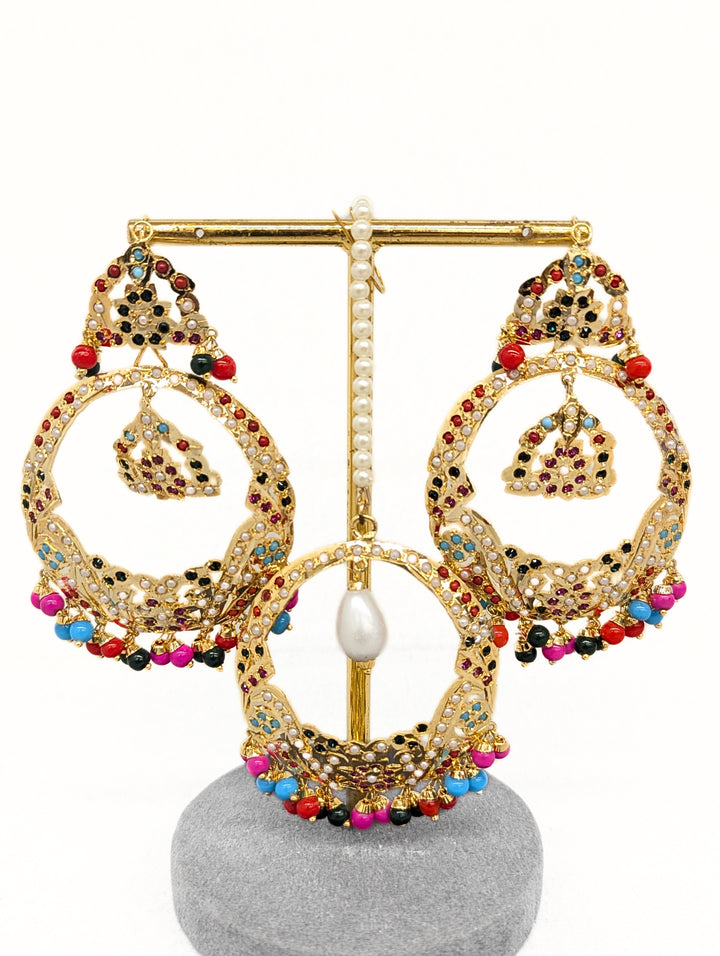 Disha Stone Earrings With Tikka