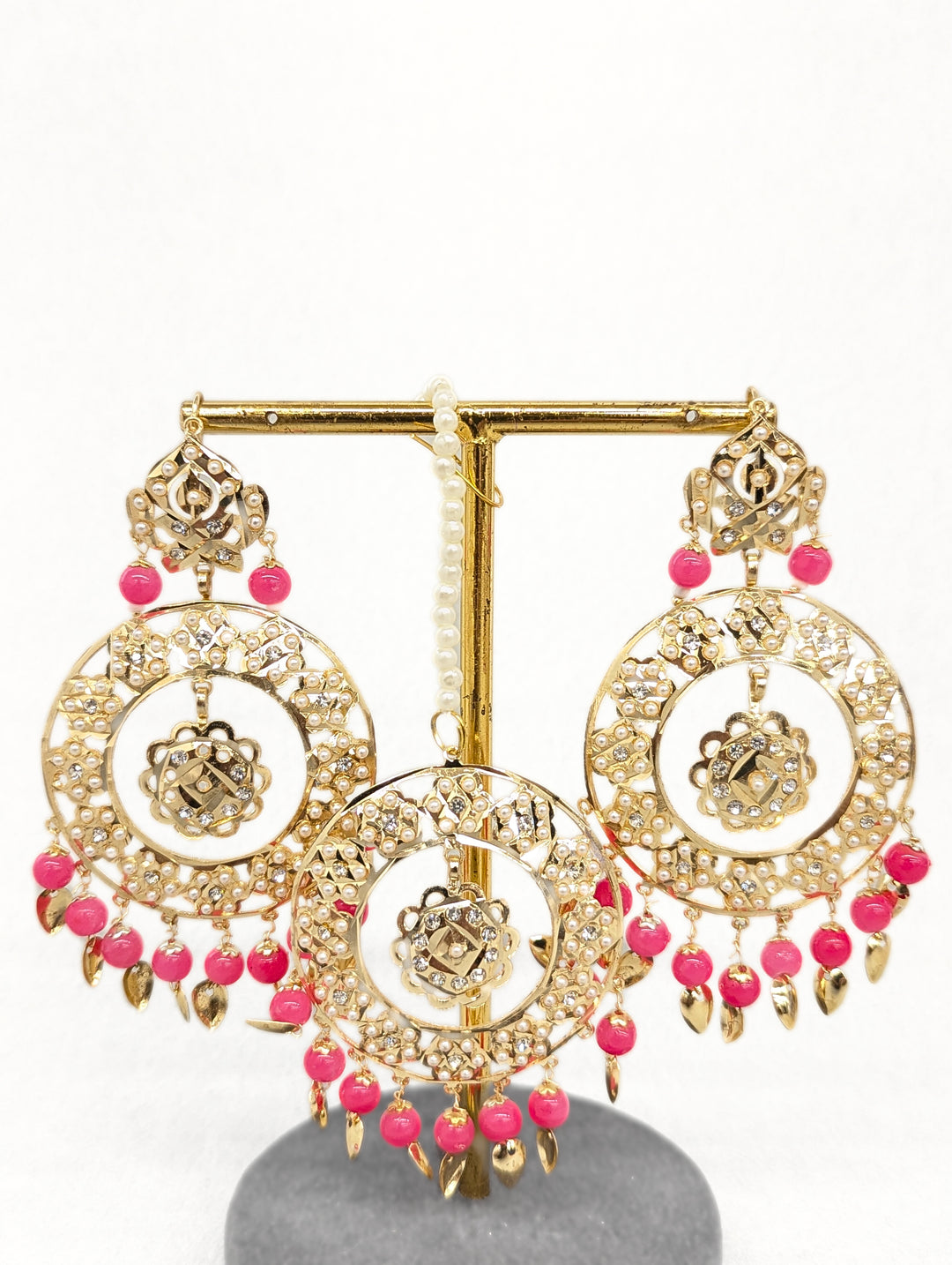 Disha Stone Earrings With Tikka