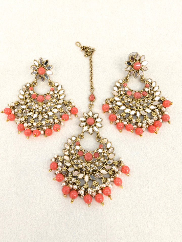 AMRITA MIRROR EARRINGS AND TIKKA