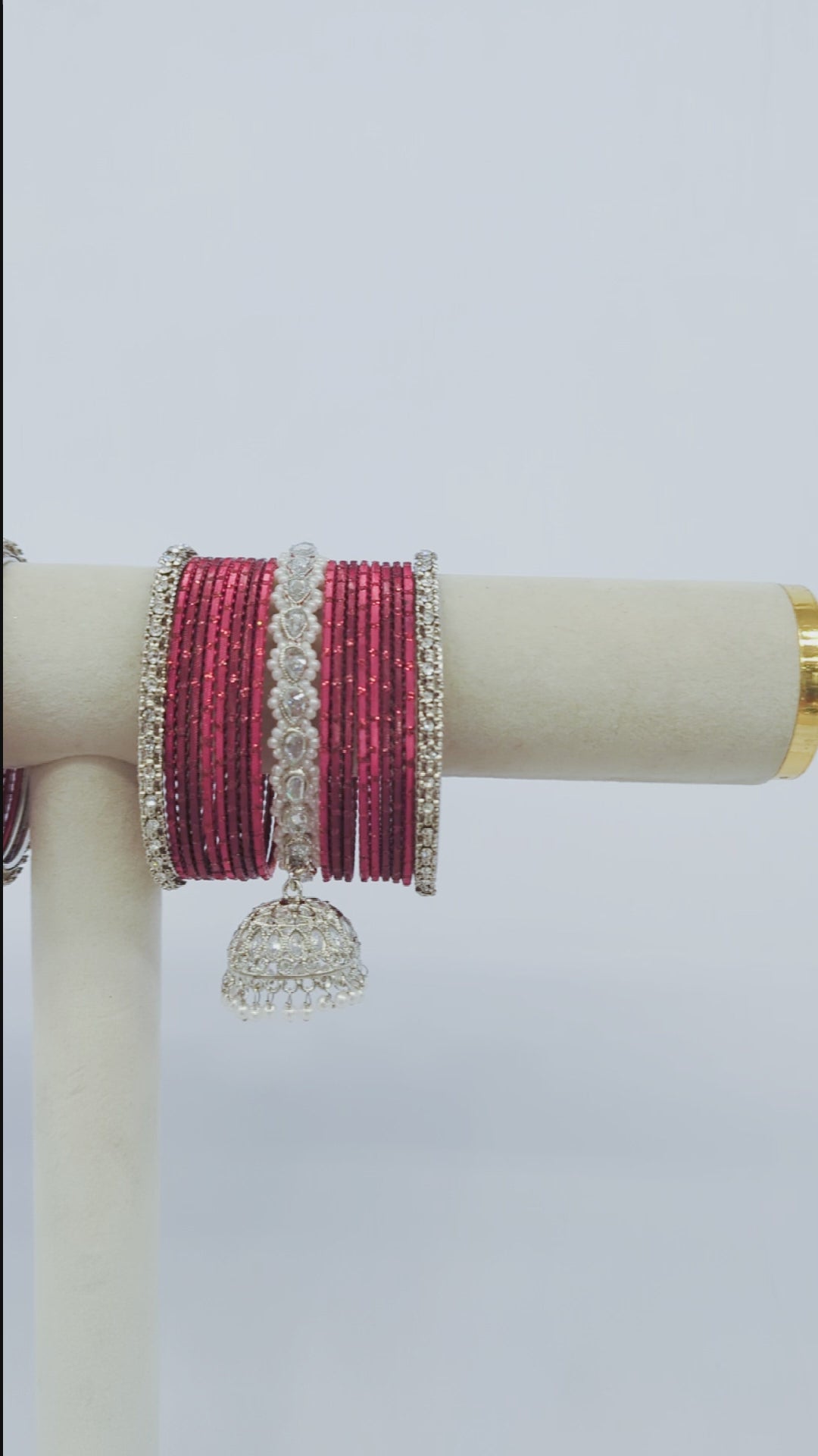 RED POLKI JHUMKA BANGLES - 2 HAND SET