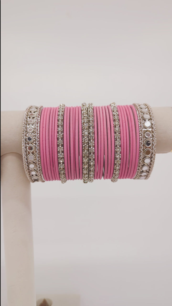 Arisha Stones and Mirror Bangles  - 2 HAND SET