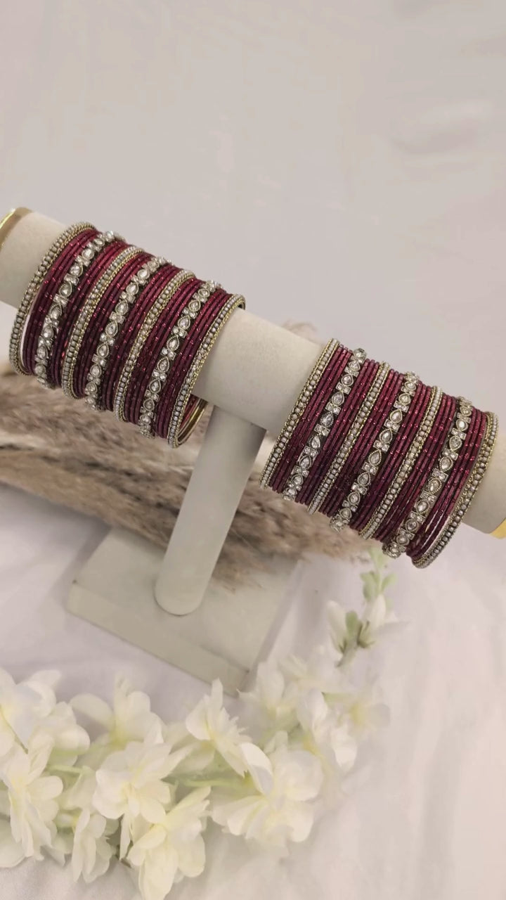 Maroon Polki Bangle