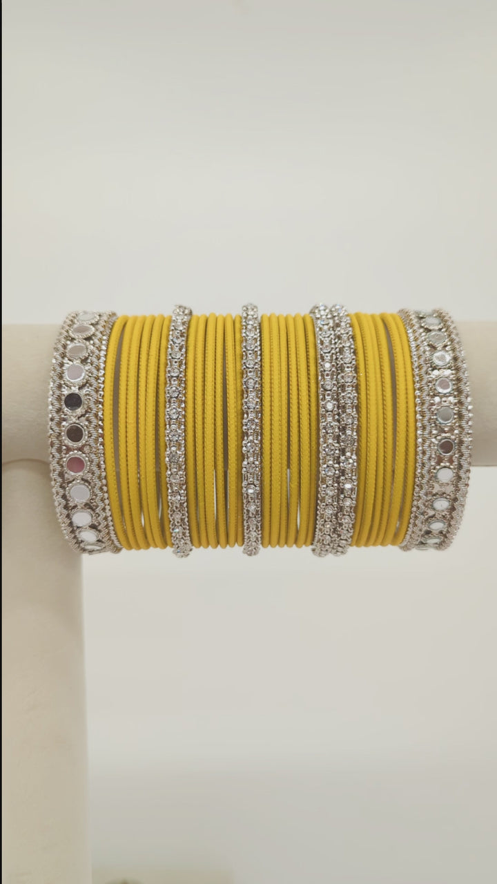 Radhika Stones and Mirror Bangles  - 2 HAND SET