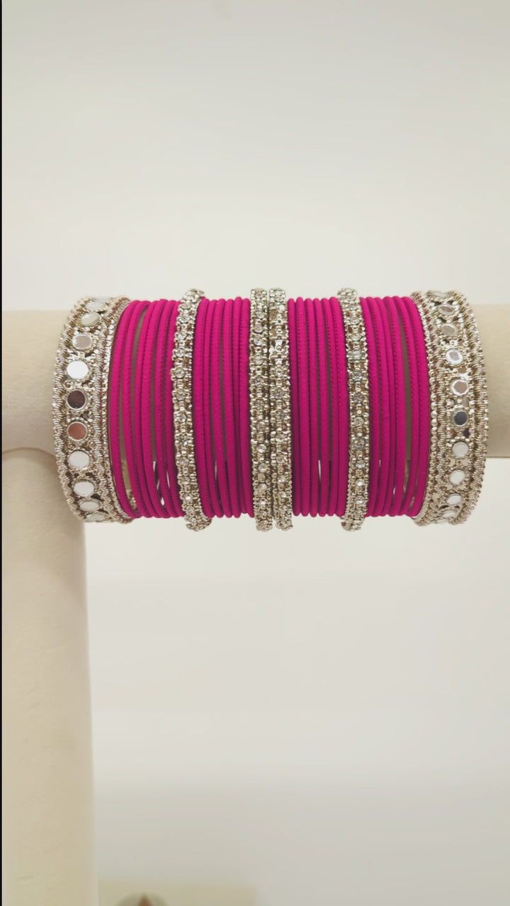 Meera Stones and Mirror Bangles  - 2 HAND SET