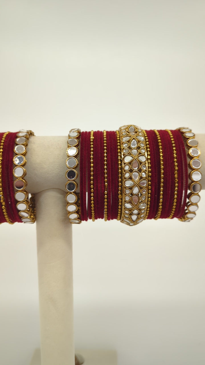 Meghna Stones Mirror Bangles  - 2 HAND SET