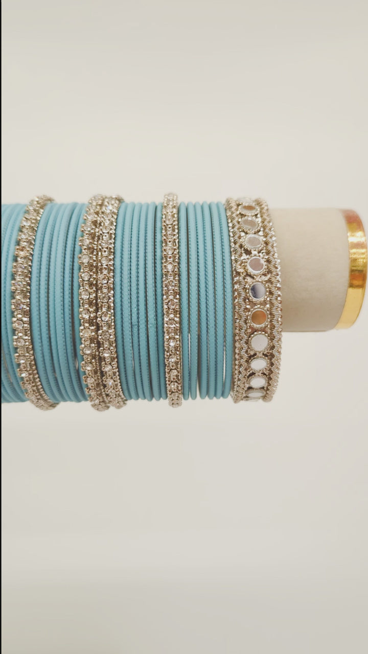 Tania Stones and Mirror Bangles  - 2 HAND SET