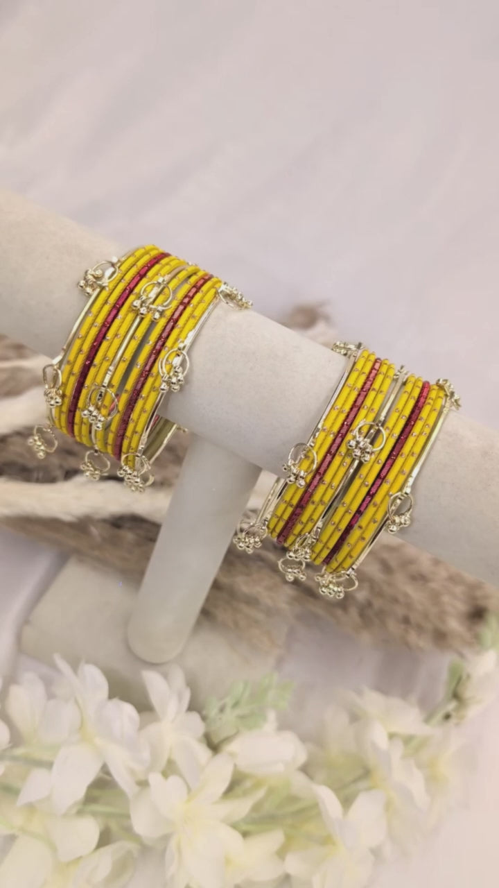 Yellow and Red Kashmiri Bangles