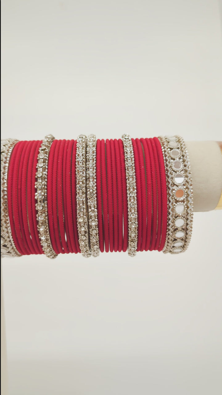 Nidhi Stones and Mirror Bangles  - 2 HAND SET