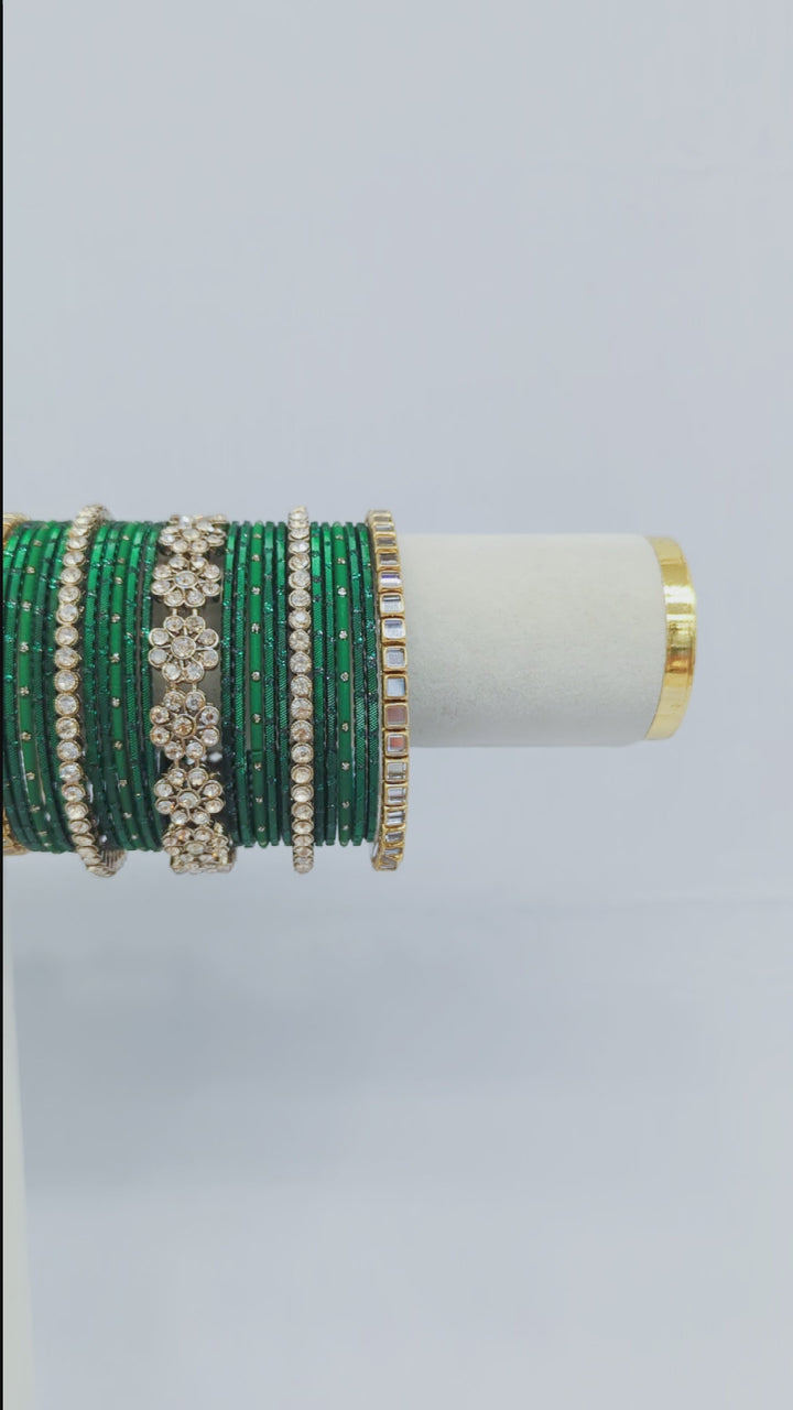 GREEN BANGLES - 2 HAND SET