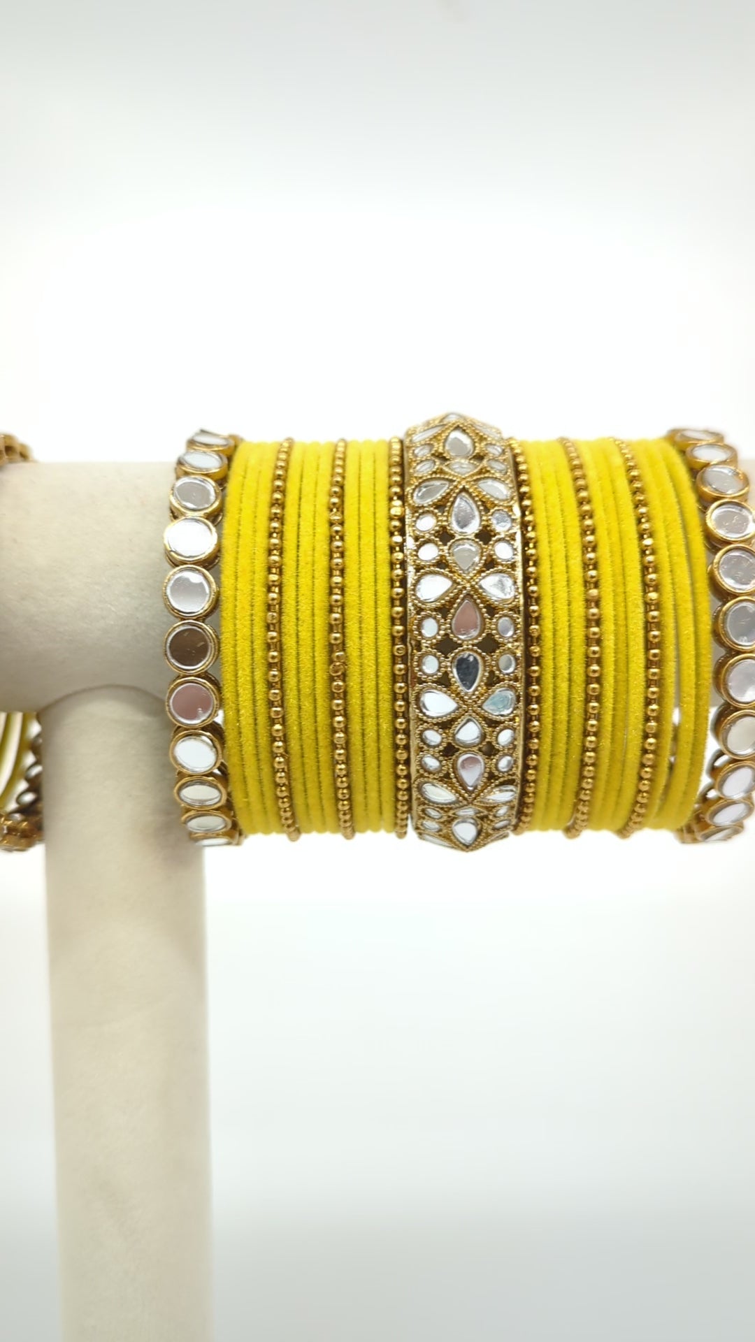 Meghna Stones Mirror Bangles  - 2 HAND SET