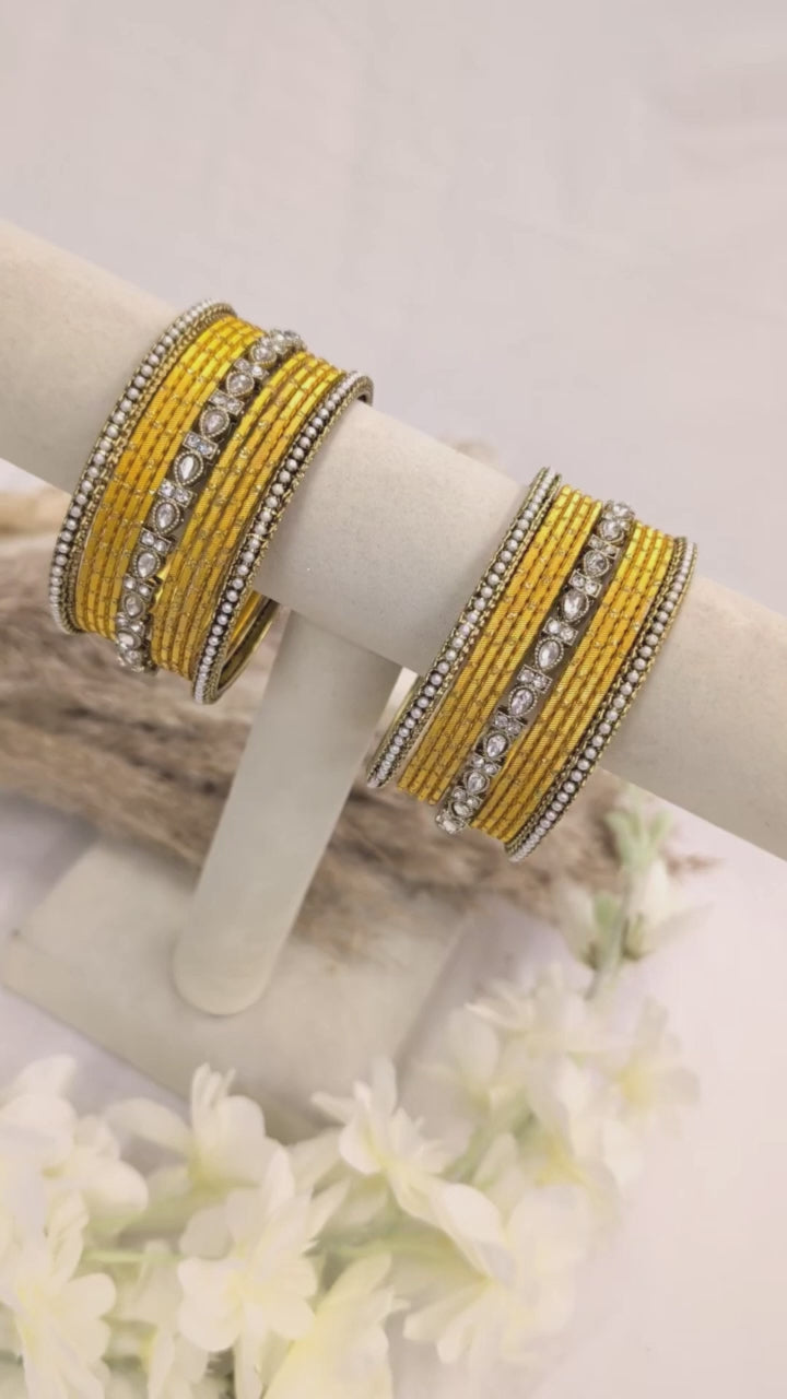 Yellow Polki Bangle