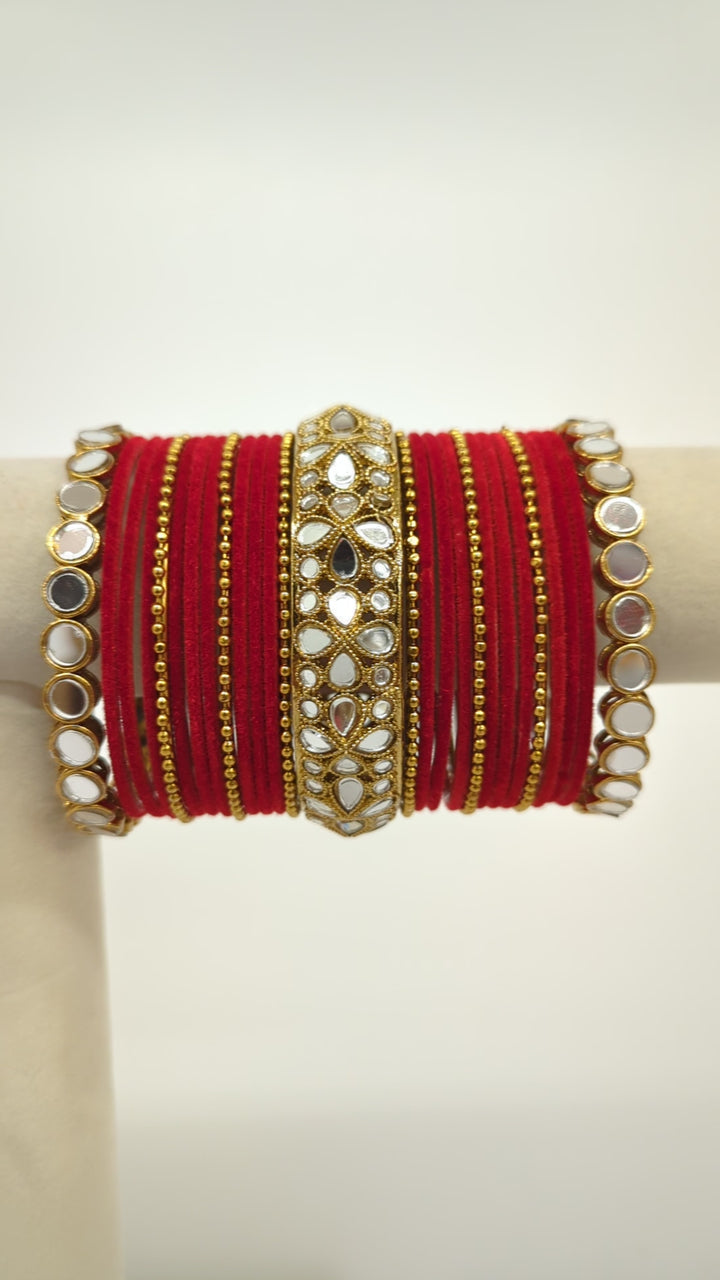 Meghna Stones Mirror Bangles  - 2 HAND SET