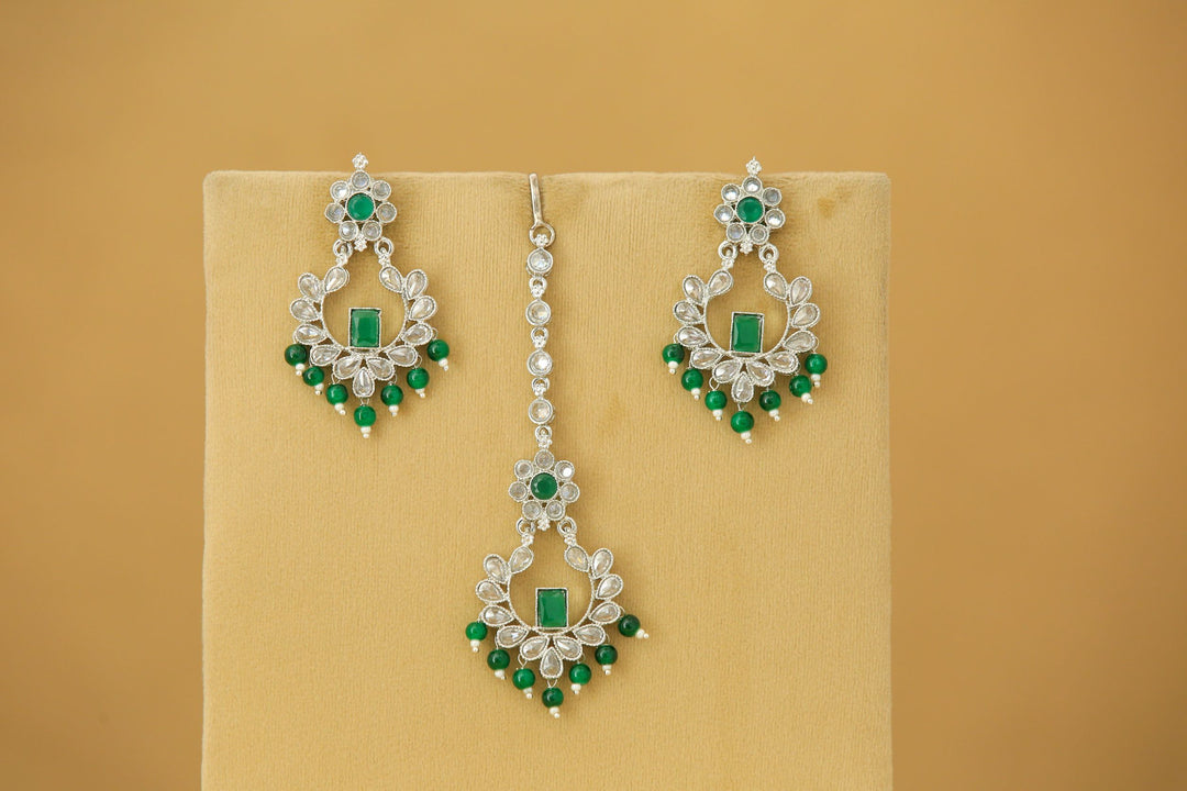 Binita Polki Earrings And Tikka