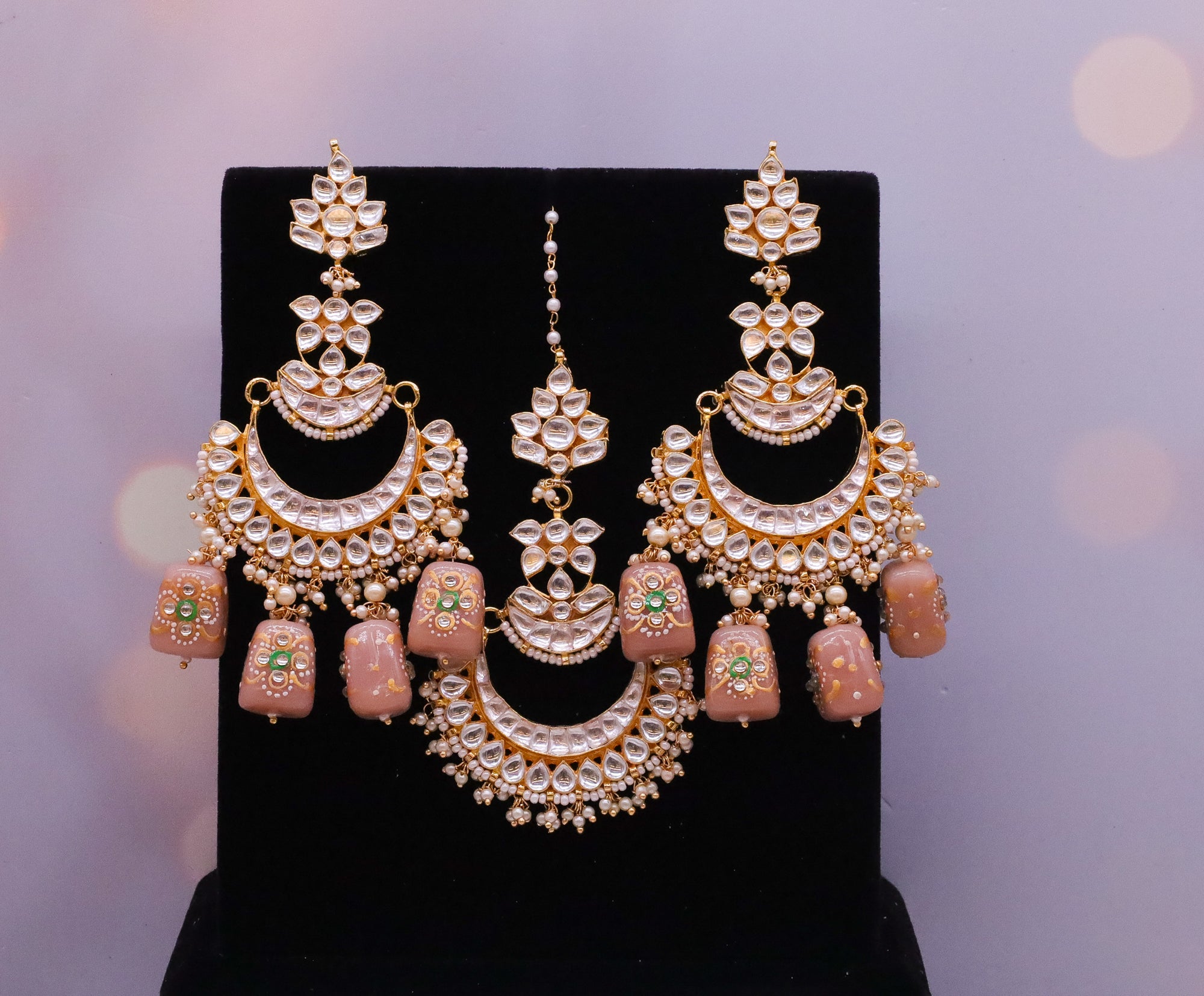 Gauri Earrings With Tikka - Pachi Kundan