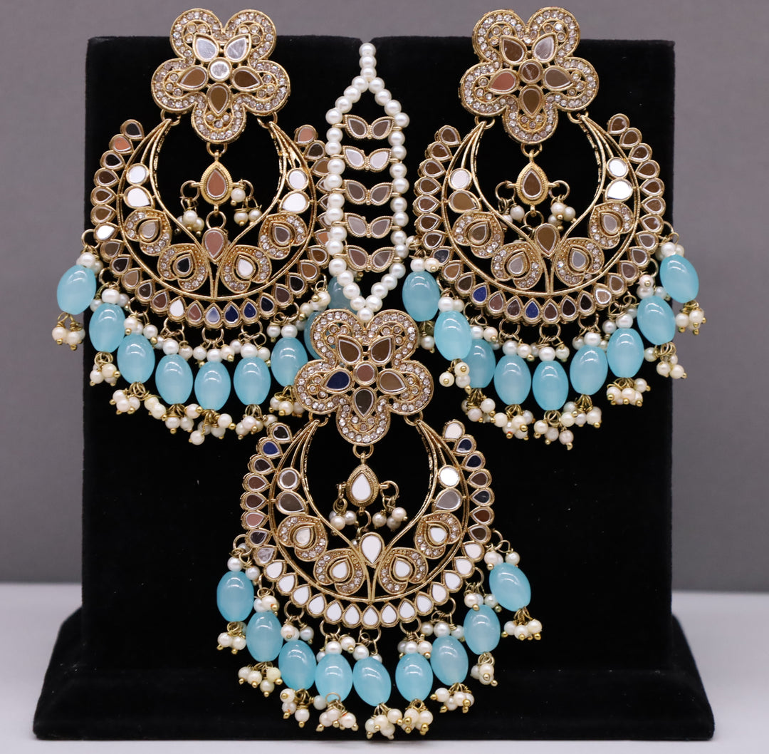 Amrita Mirror Earrings With Tikka