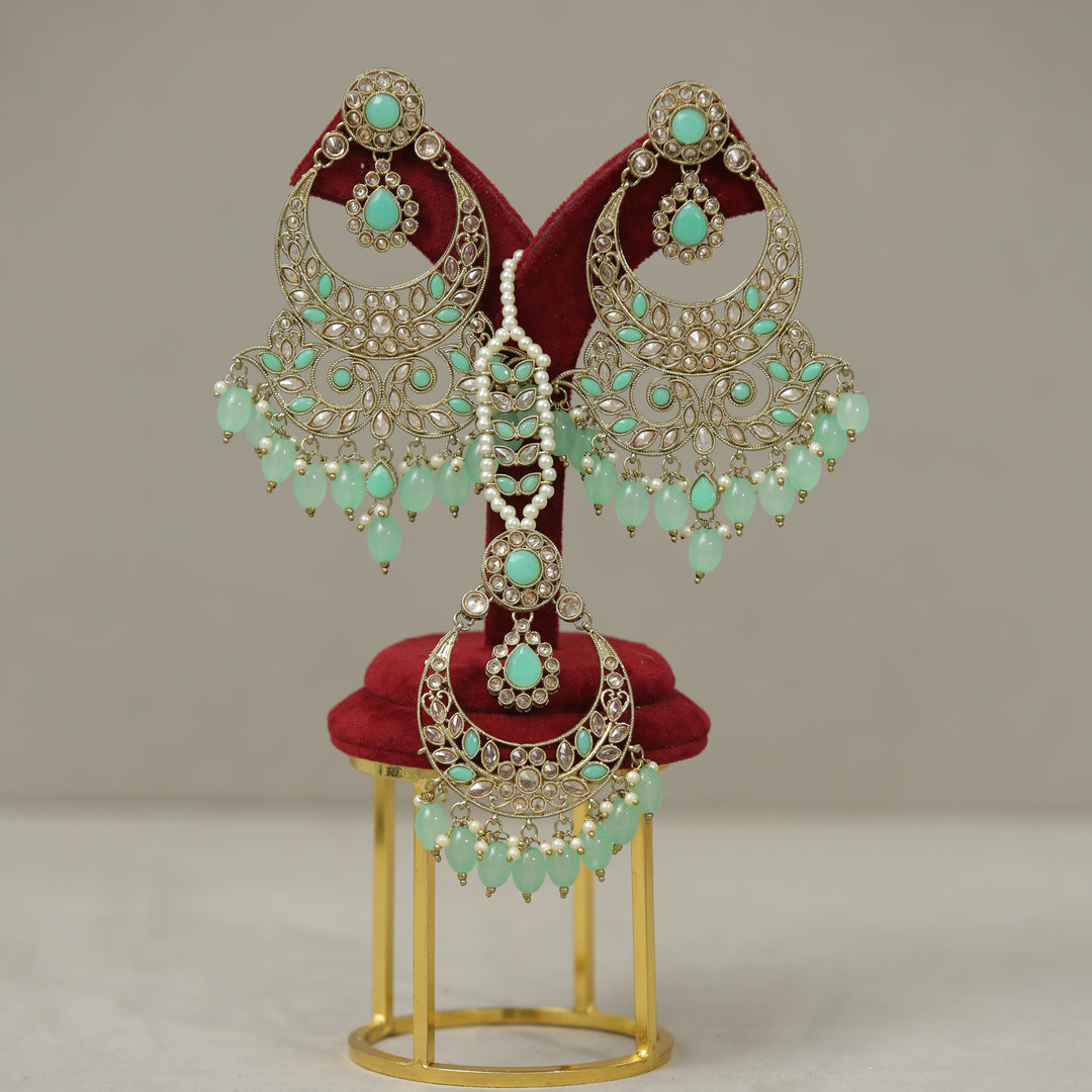 Amaya Polki Earrings With Tikka