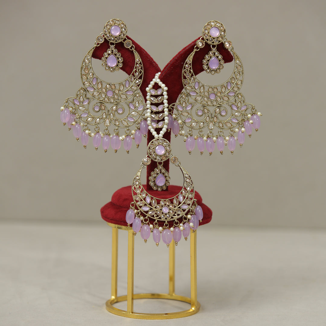 Amaya Polki Earrings With Tikka