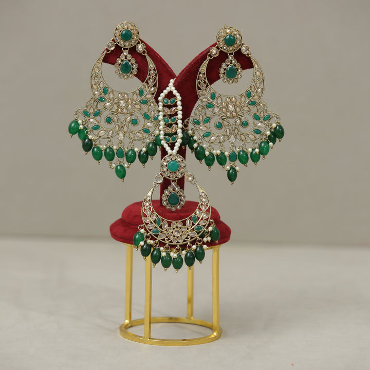 Amaya Polki Earrings With Tikka