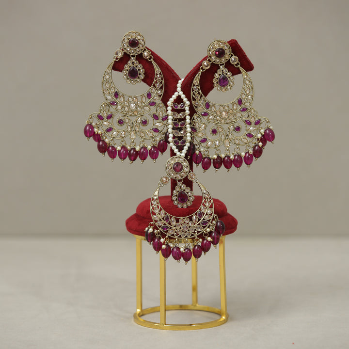 Amaya Polki Earrings With Tikka