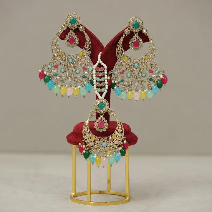 Amaya Polki Earrings With Tikka