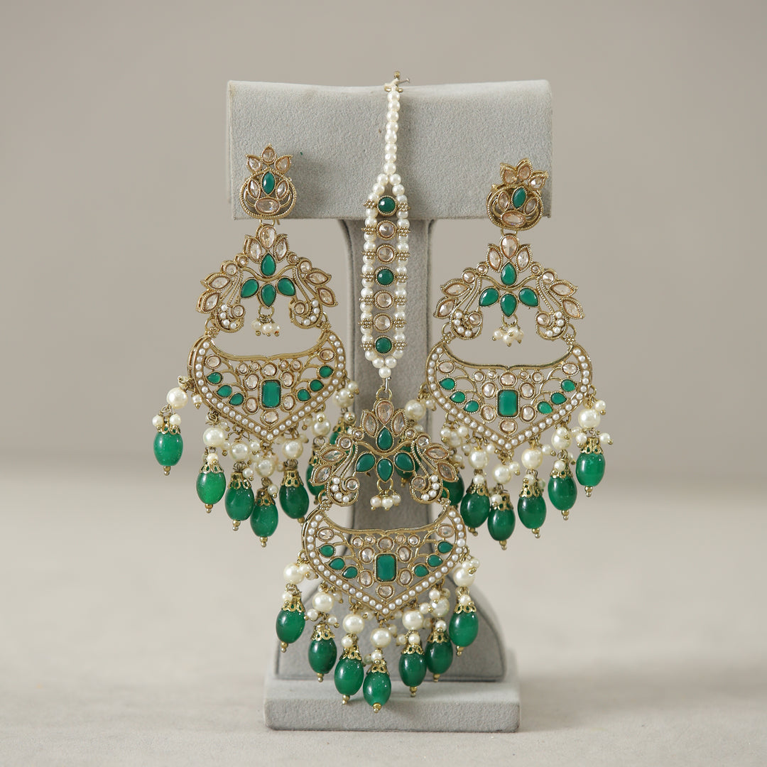 Karishma Polk Earrings With Tikka