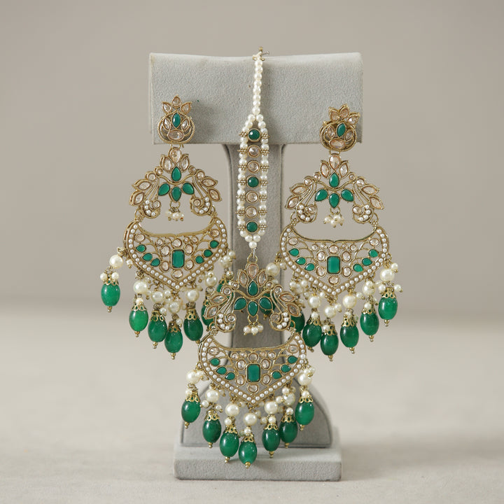 Karishma Polk Earrings With Tikka