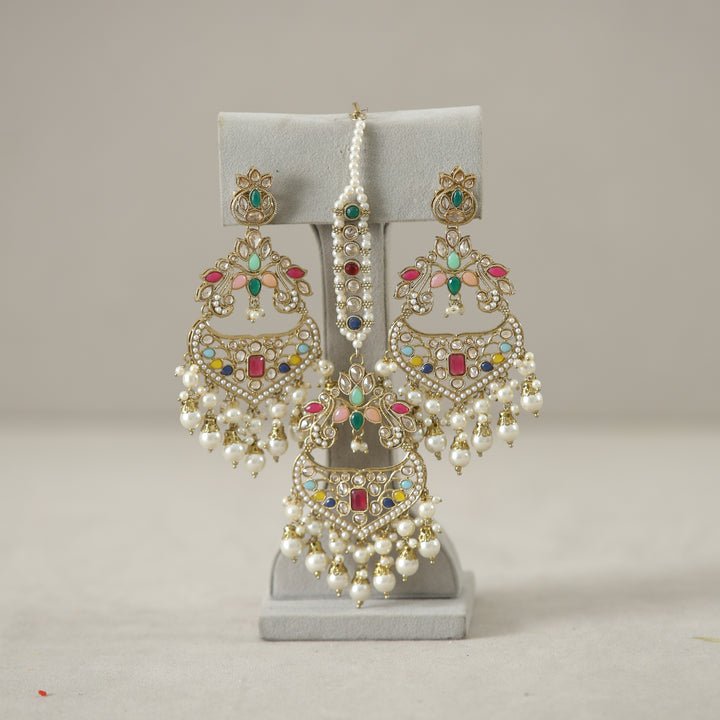 Karishma Polk Earrings With Tikka