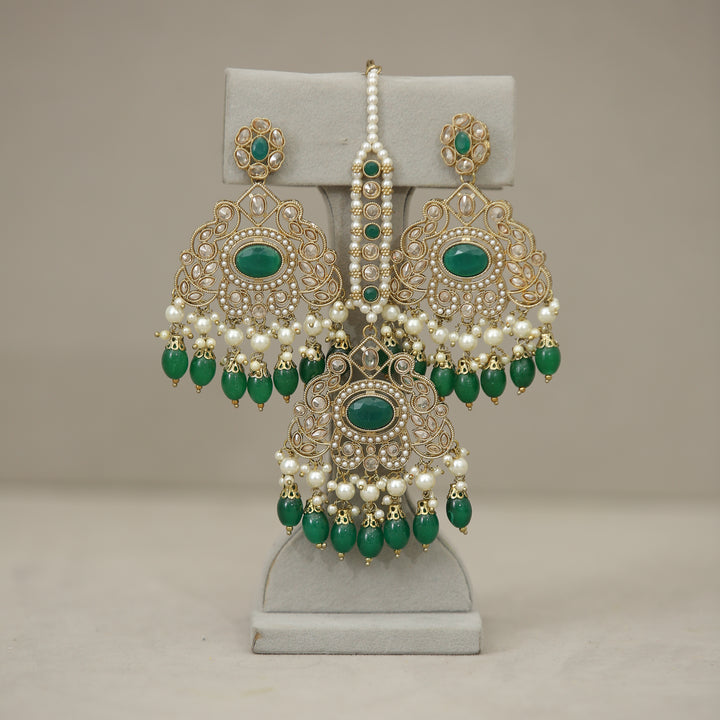 Aarushi Polki Earrings With Tikka